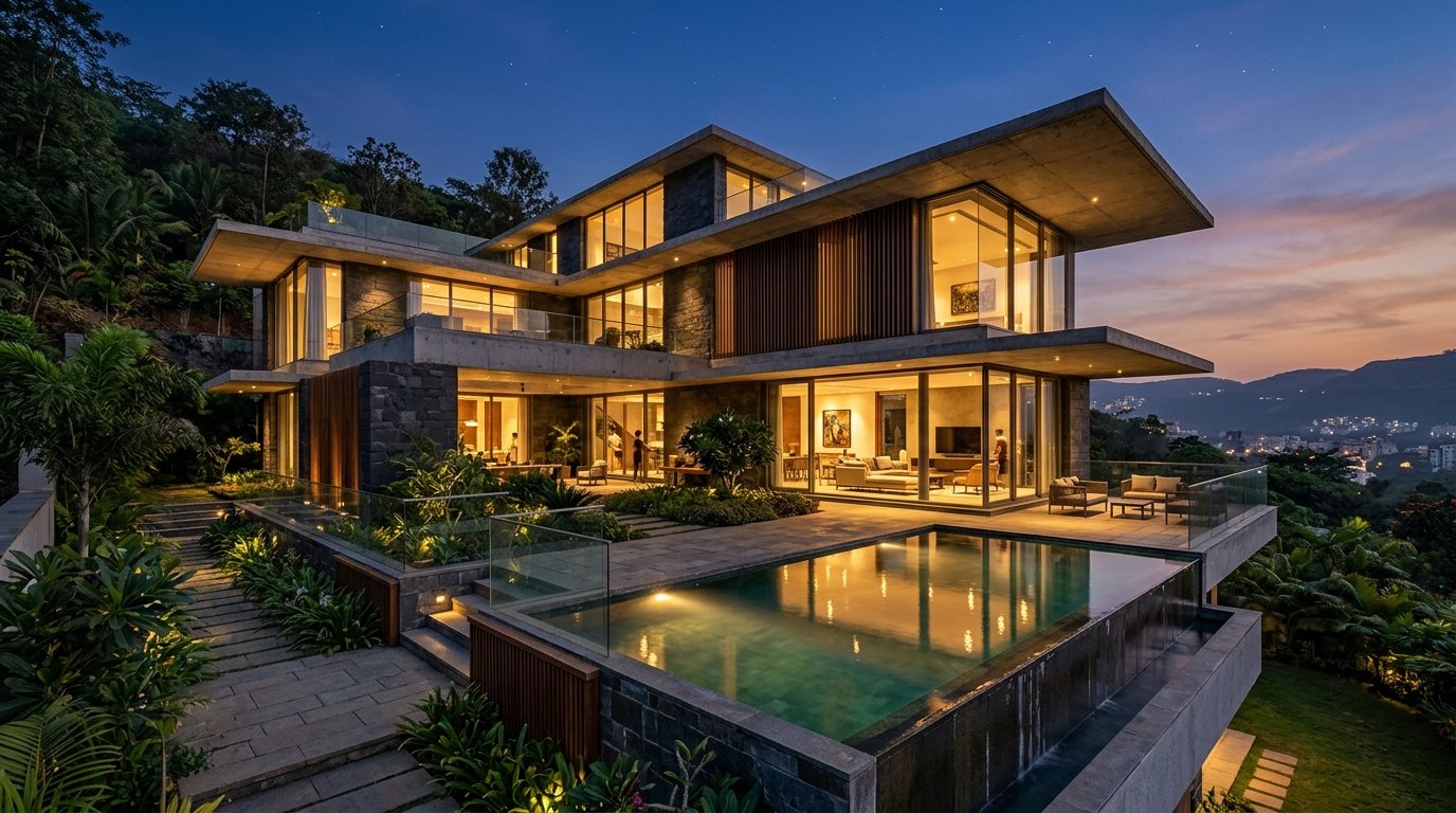 Architectural Contemporary Luxury Villa Design by Vishal Jamdhade Buildcon